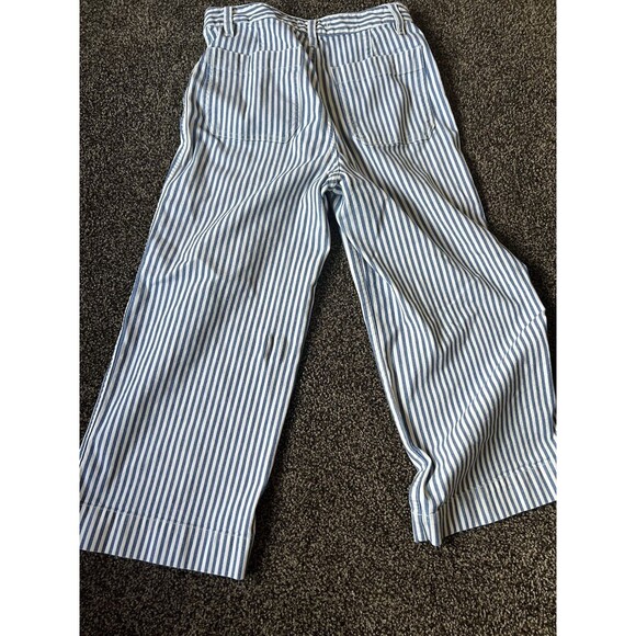 Madewell Emmett Wide-Leg Crop Pants in Herringbone Railroad Stripe 28 - Picture 5 of 6